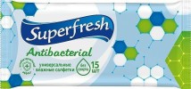 Вологі серветки SuperFresh антибактеріальні, 15 шт
