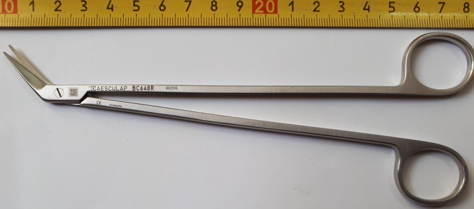 Ножницы Аэскулап (Aesculap) BC648R, изогнутые, угол 45 град. Длина 185 мм