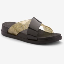 Шльопанці силіконові на платформі жіночі COQUI NELA (1342 Black/Gold glitter) чорний/золотий