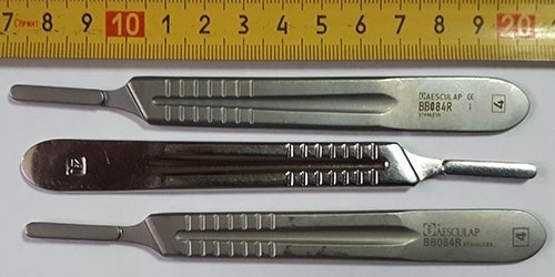 Ручка скальпеля Аэскулап (Aesculap) длина 120 мм и 130 мм № 3 и 4 . BB084R, BB073R.