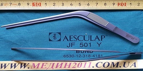 Пинцет (пінцет) Aesculap (Аэскулап) BD910R горизонтально-изогнутый, ушной. Длина 150 мм