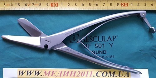 Ножницы (ножиці) Aesculap (Аэскулап)  BC888R (bc 888 r)для разрезания гипсовых повязок и мягкой проволоки с зазубренными лезвиями матовые